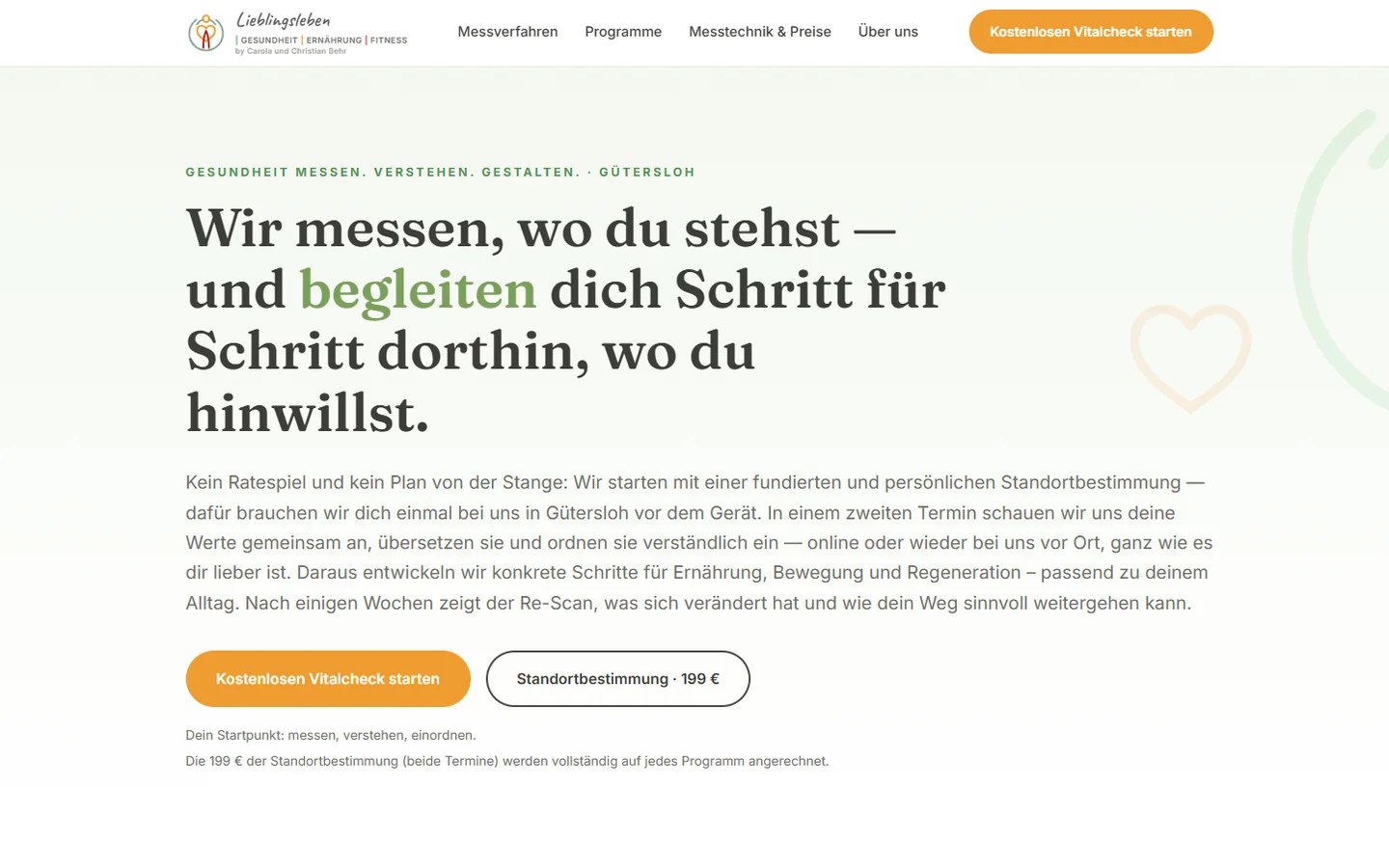 Startseite von Lieblingsleben Gütersloh — Studio für Körperanalyse und Stressmessung