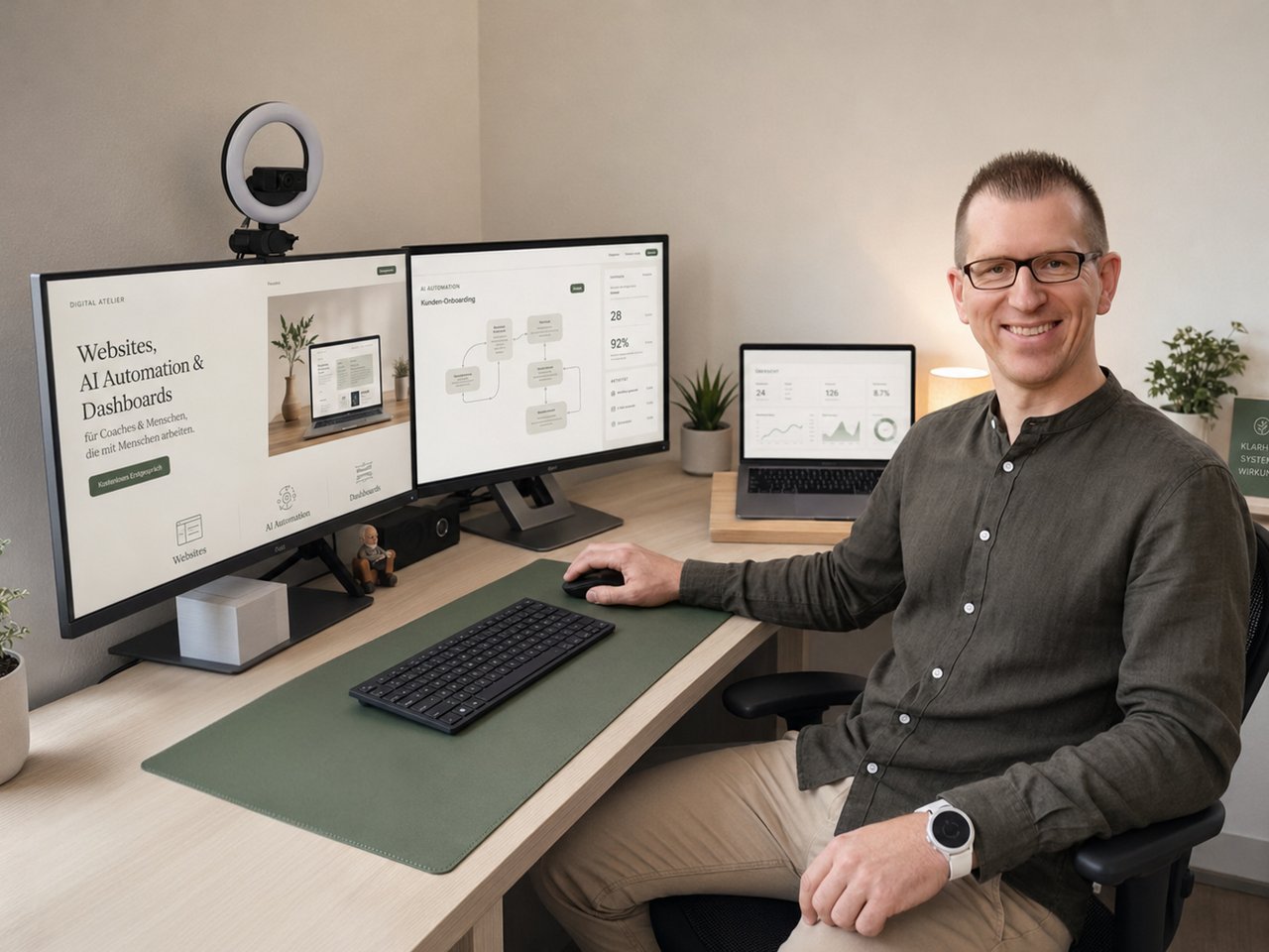 Tobias Falkenroth an seinem Arbeitsplatz — das digitale Atelier